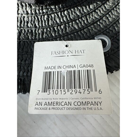 Fashion Hat Woven Fringed Sun Hat Grosgrain Ribbon Band Black NWT 9037 - Picture 13 of 14